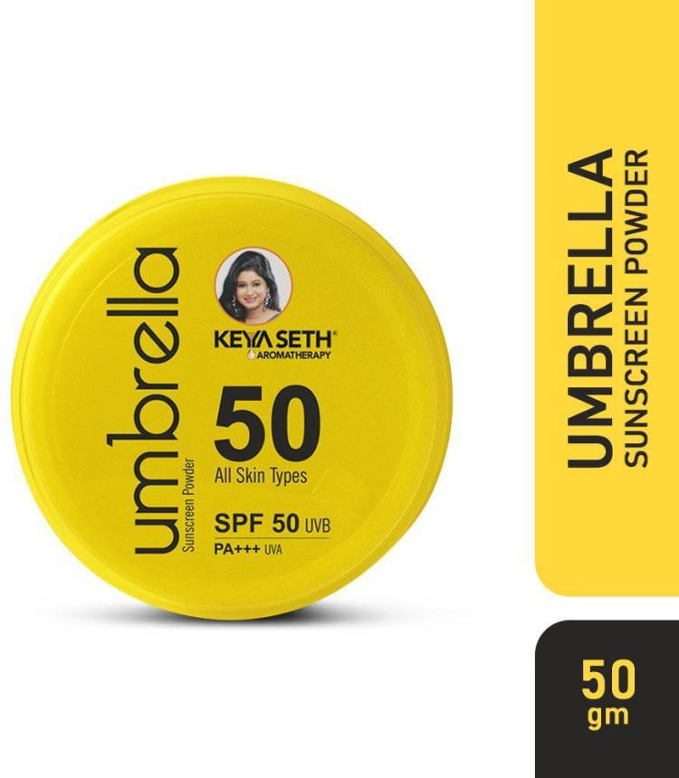 KEYA SETH AROMATHERAPY Umbrella Sunscreen Powder SPF 50 with PA+++ UV Protection, Sweat Resistant Formula, Makeup Setting & Finishing Loose Powder, Enriched with Micronized Zinc Oxide for Oily Skin. - SPF 50 PA+++ Price in India