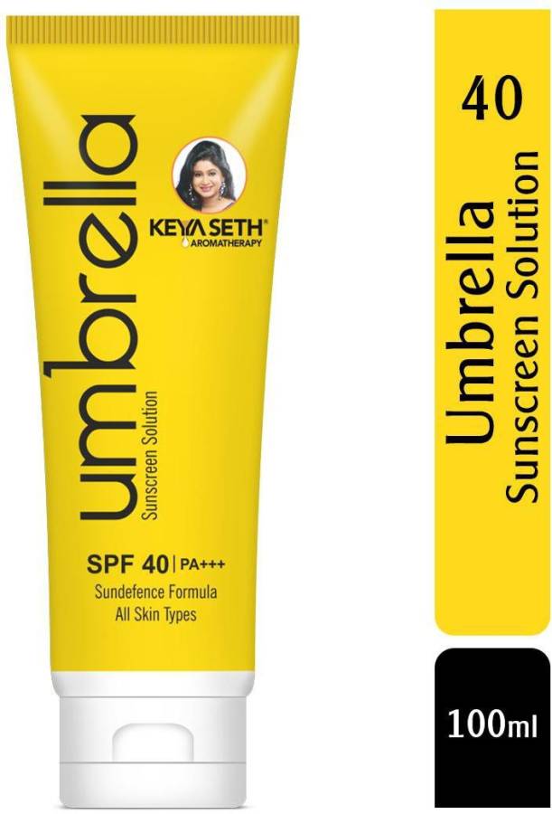 KEYA SETH AROMATHERAPY Umbrella Sunscreen Solution SPF 40 with PA+++ UV Protection, Sweat Resistant Formula Oil Control Enriched with Avocado & Wheatgerm Essential Oil - SPF 40 PA+++ Price in India