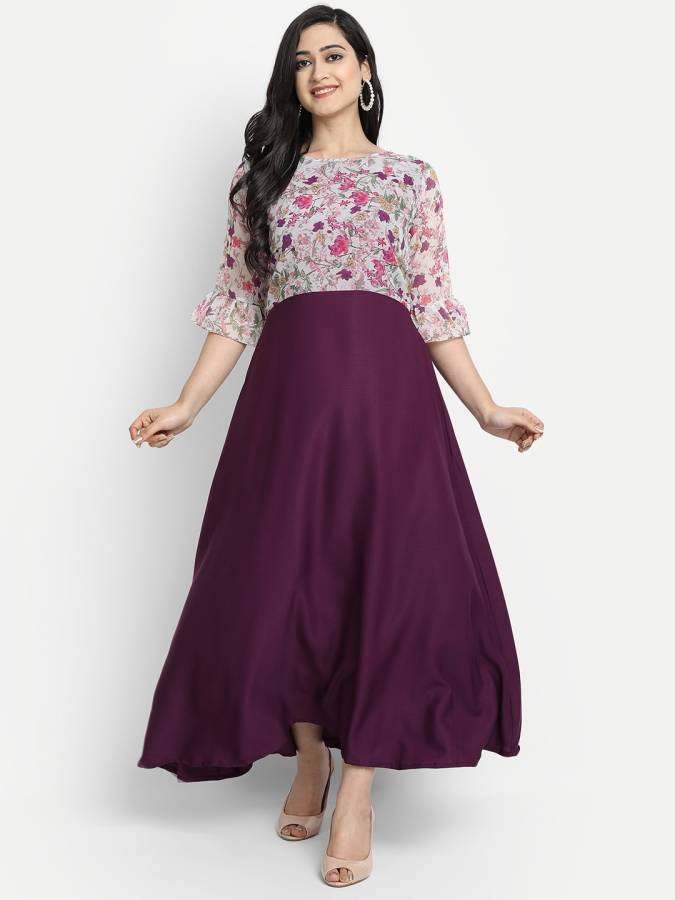 Women A-line Purple Dress Price in India