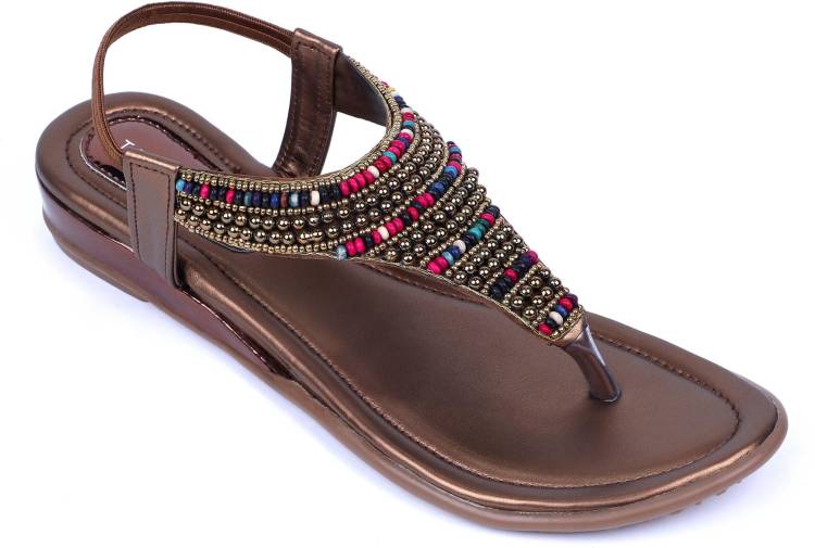 Women Copper, Brown Flats Sandal Price in India