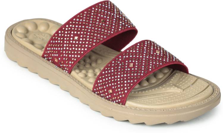 Women WAGAS-20 Maroon Flats Sandal Price in India