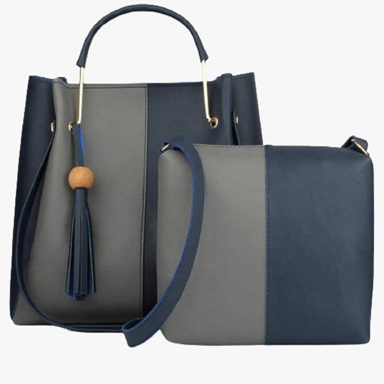 Women Blue, Grey Hand-held Bag - Extra Spacious Price in India