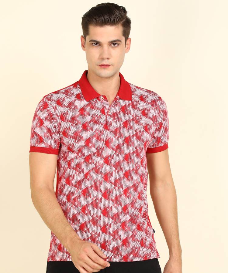 Printed Men Polo Neck Red T-Shirt Price in India