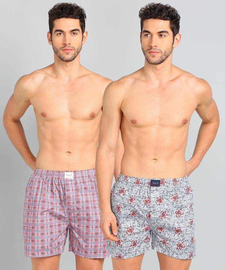 Checkered, Floral Print Men Boxer