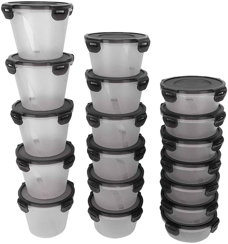 Cutting EDGE Set of 18 | 5x1000ml, 6X750ml, 7x500ml | Black | Nesterware Lock & Seal Containers for Dry Fruit, Biscuits, wafers, Snack, Foods, Fruits, Vegetables, Refrigerator Containers - 1000 ml, 750 ml, 500 ml Polypropylene Utility Container