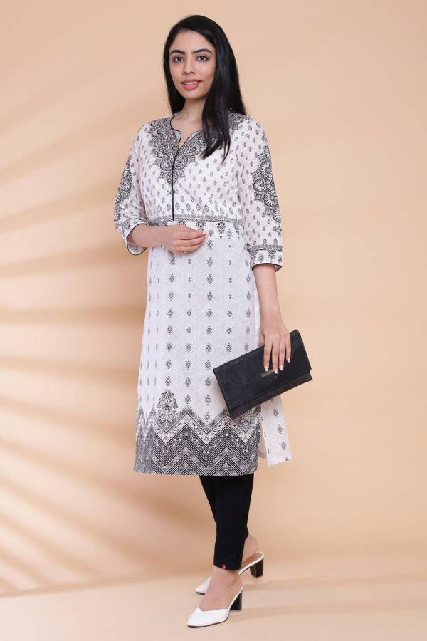 Women Embellished Pure Cotton Straight Kurta Price in India