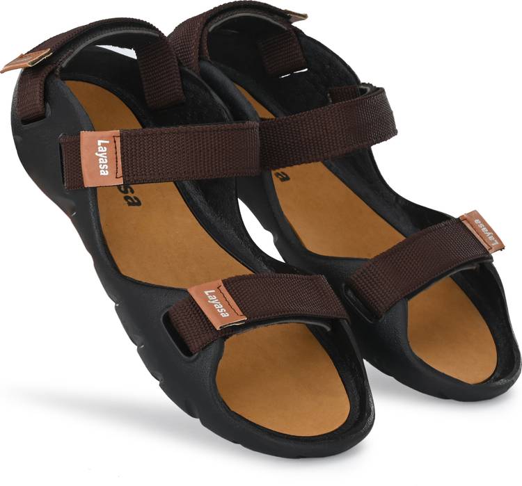 Men Brown, Black Sandal