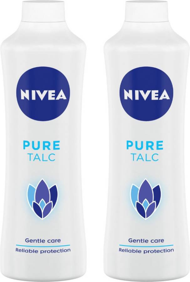 NIVEA Talcum Powder for Men & Women, Pure, For Gentle Fragrance & Reliable Protection Against Body Odour, 400 g ( Pack of 2)