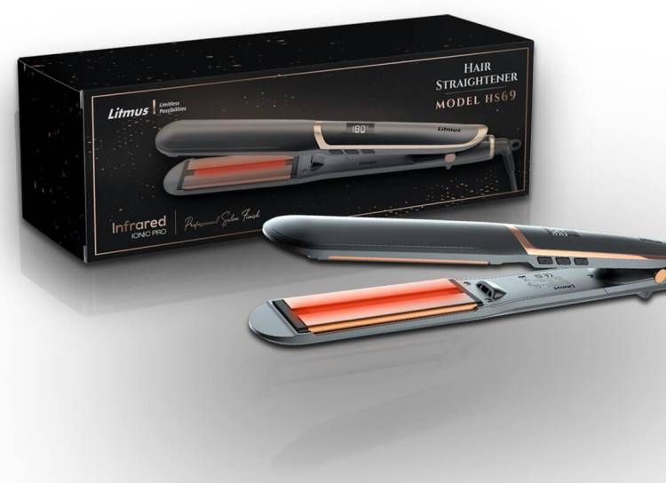 Litmus Infrared Hair Straightener with Ioniser HS-69GG (Grey ) | 3D Floating Ceramic Plates with 12 Temperature Settings. Hair Straightener Price in India