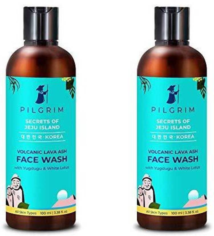 Pilgrim Volcanic Lava Ash Mild Face Wash Cleanser Pack of 2 (100ml x 100ml ) for Deep Pore Cleansing, Oil Control, Pollution Defence,Dry, Oily and Acne Skin, Korean Beauty Price in India