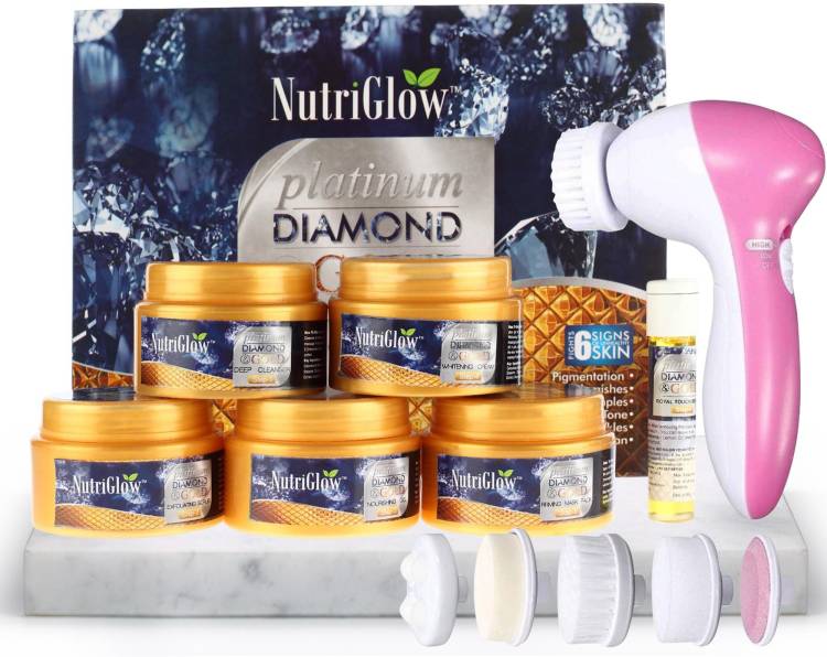 NutriGlow Platinum Diamond & Gold Facial Kit With Face Massager Combo Price in India