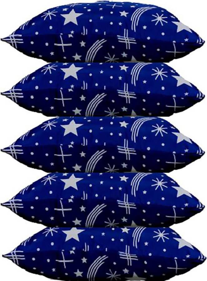 tijoriam Blue Stars Printed Microfibre Abstract Sleeping Pillow Pack of 5