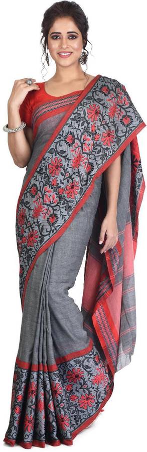 Embroidered Handloom Pure Cotton Saree