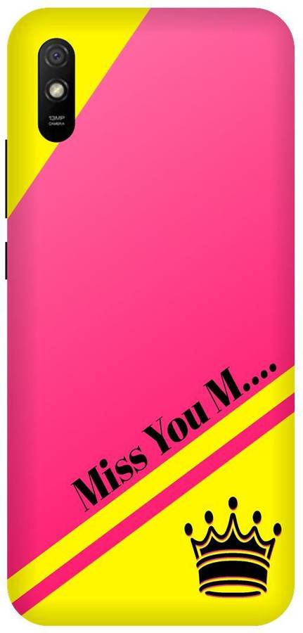 Bluvver Back Cover for Mi Redmi 9A,M2006C3LI, Printed Miss you M Letter Back Cover