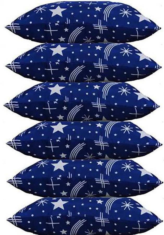 tijoriam Premium Blue Star Printed Microfibre Abstract Sleeping Pillow Pack of 6