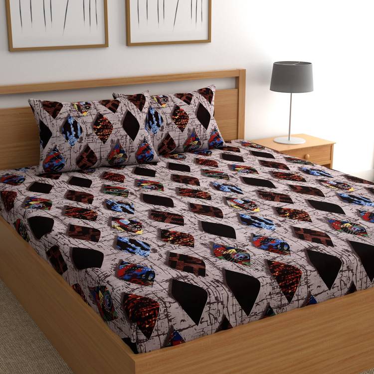 CHHAVI INDIA 144 TC Microfiber Double Geometric Bedsheet