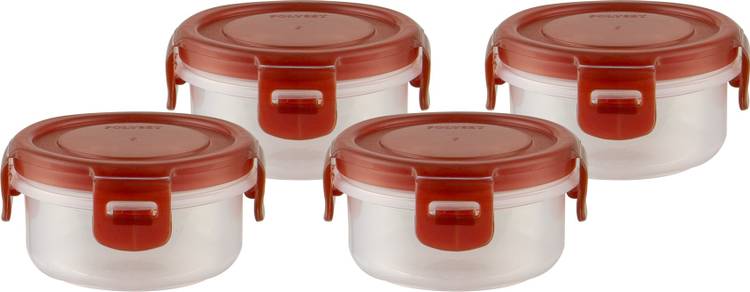 POLYSET Super Locked Round Container 130ML Brown Lid - White Bottom , - 130 ml Plastic Utility Container