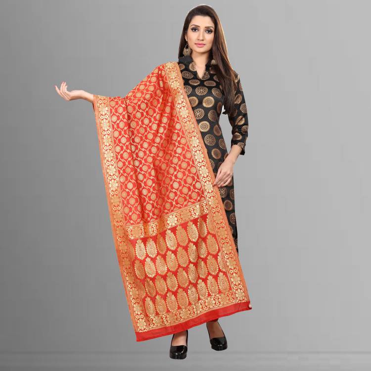 Jacquard Woven, Self Design Red Women Dupatta