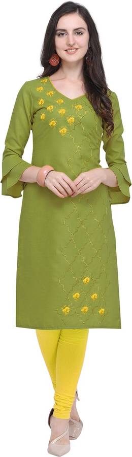 Cotton Linen Blend Embroidered Kurta Fabric