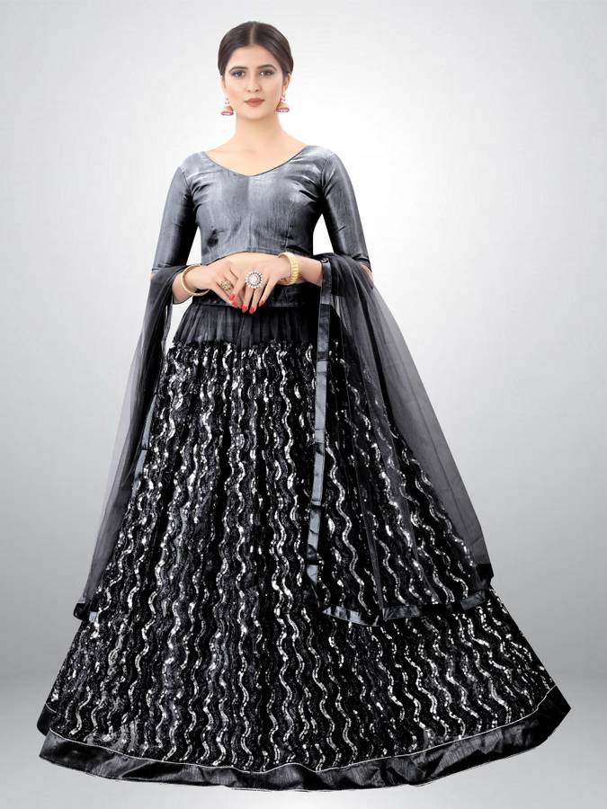 Embroidered, Leheriya Semi Stitched Lehenga Choli