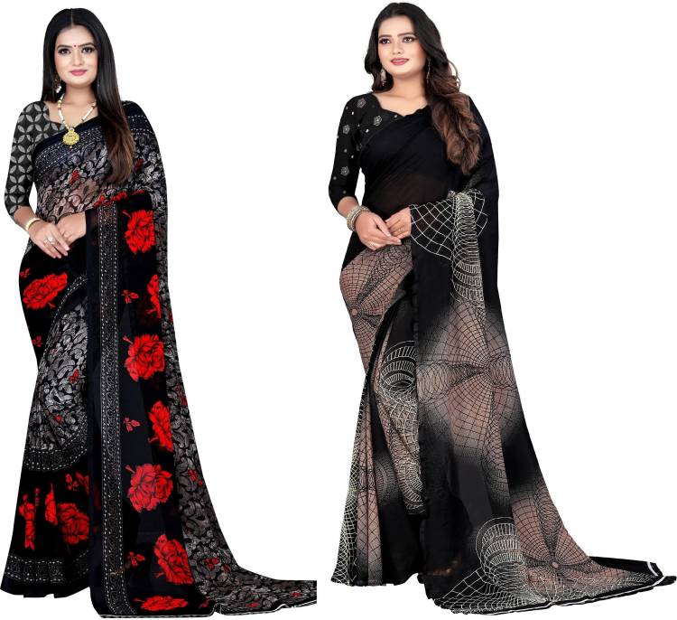 Printed Daily Wear Poly Georgette Saree Price in India
