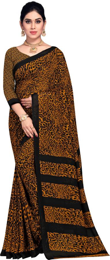 Animal Print Daily Wear Georgette Saree