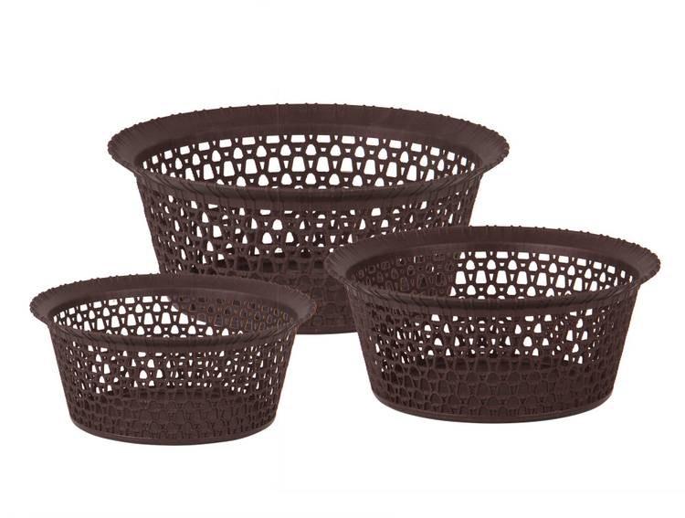 POLYSET Dezire Plastic Multipurpose Round Basket(Small + Medium + Large) Plastic Fruit & Vegetable Basket