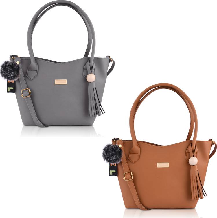 Women Grey, Brown Shoulder Bag