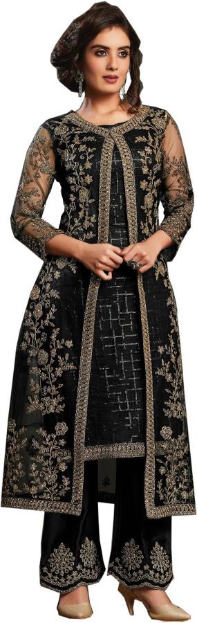 Unstitched Net/Lace Kurta & Palazzo Material Embroidered Price in India