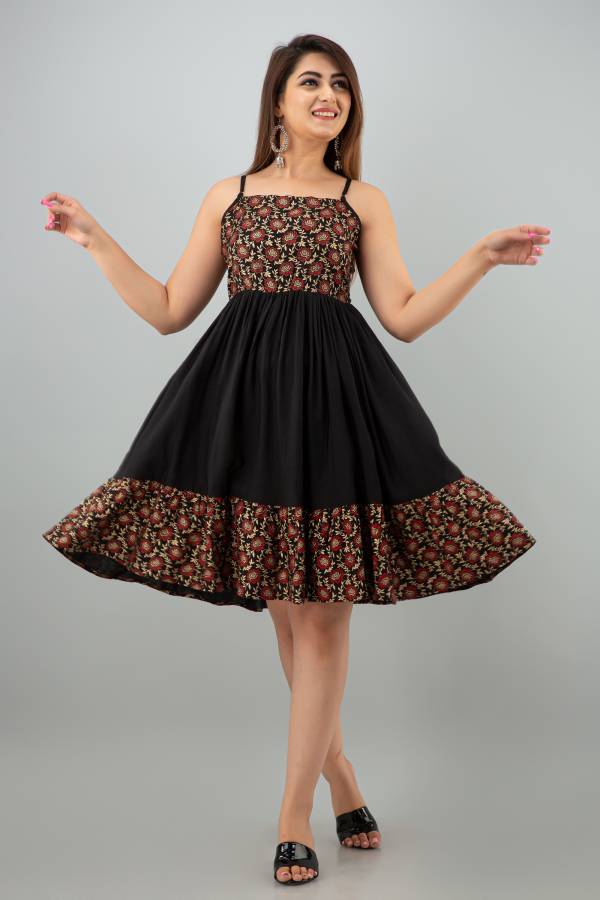 Women Skater Black Dress Price in India