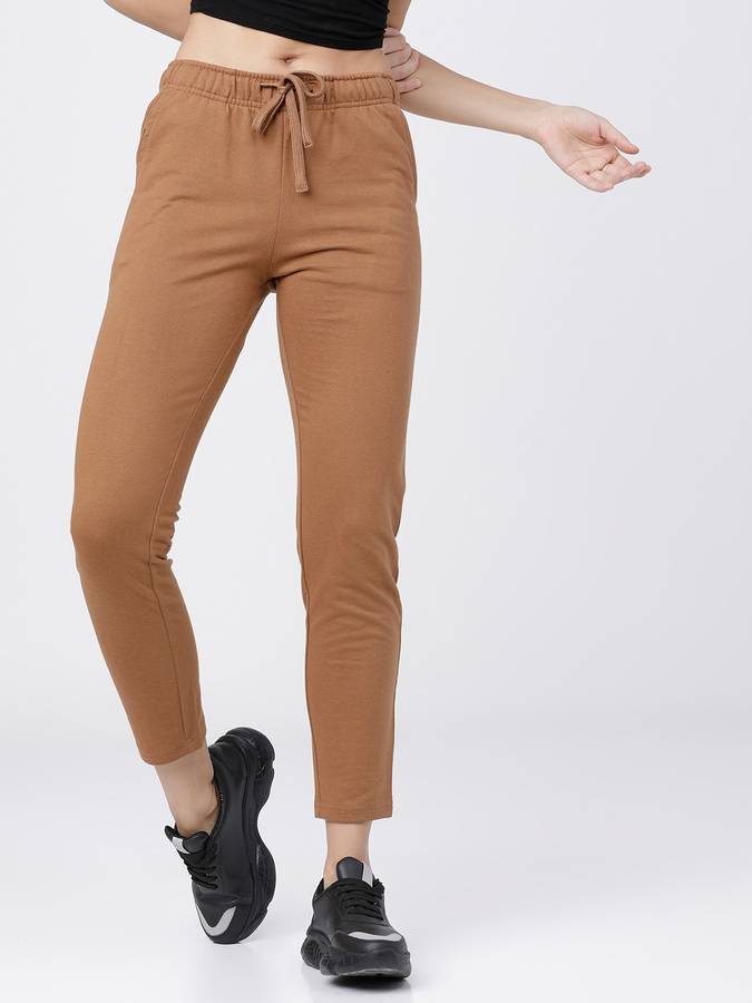 Solid Women Brown Track Pants