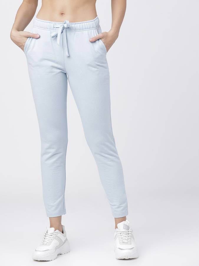 Solid Women Light Blue Track Pants