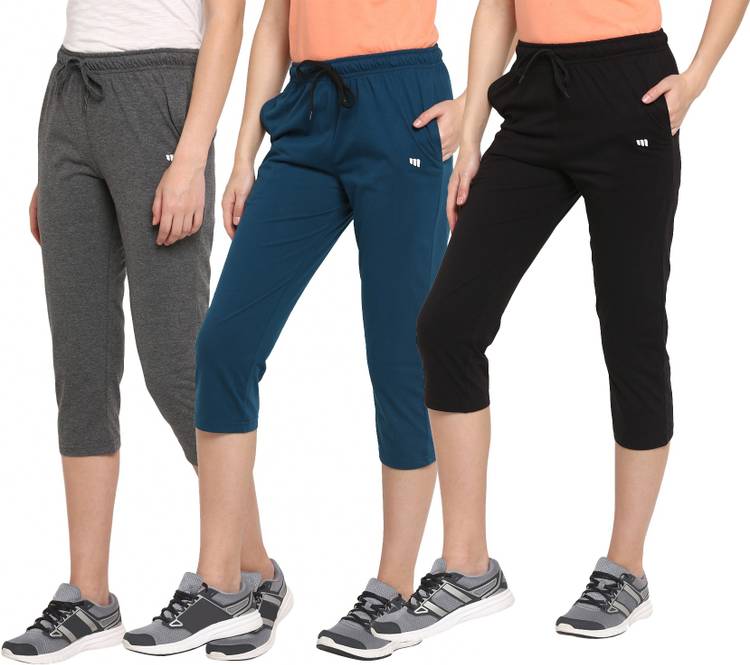 Women Dark Green, Black, Grey Capri