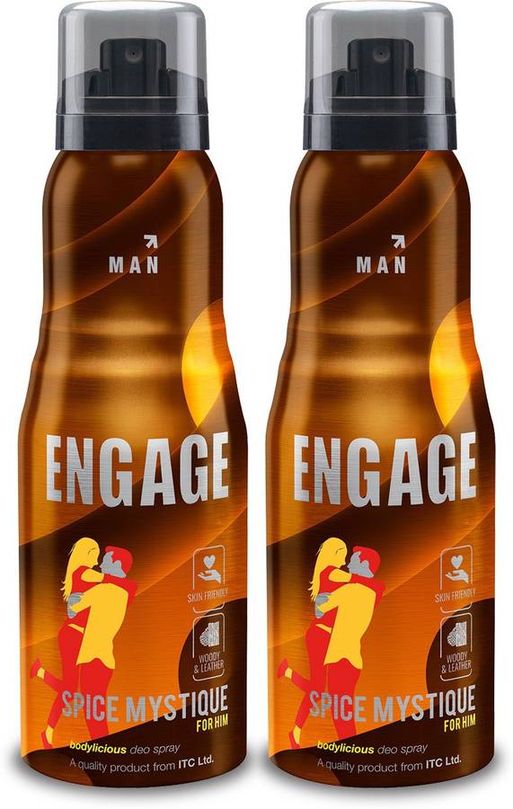 ENgAgE Spice Mystique Deodorant for Men, Woody and Leather, Skin Friendly, 150ml Pack of 2 Deodorant Spray  -  For Men