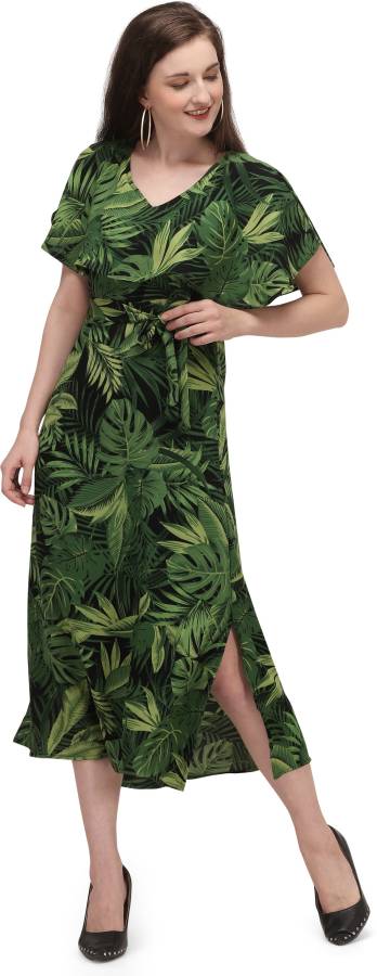 Women Maxi Green, Black Dress