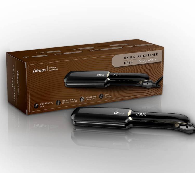 Litmus Wide 3D Ceramic Plate Hair Straightener with Ionizer HS-44 | Digital Temperature Display with 12 Heat Settings | Suitable for all Hair Types Hair Straightener Price in India