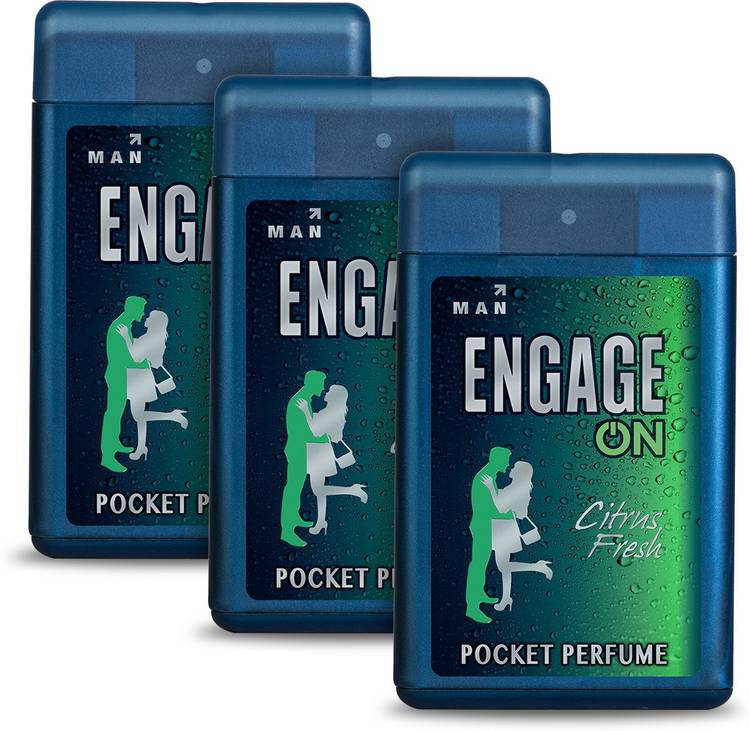 Engage on Citrus Fresh Pocket Perfume for Men, Skin Friendly, Pack of 3 Perfume  -  54 ml