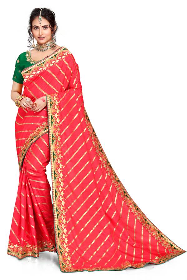 Embroidered Leheria Silk Blend Saree