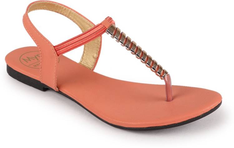 Women Orange Flats Sandal Price in India