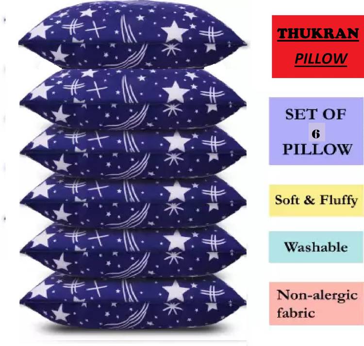 THUKRAN Polyester Fibre Abstract Sleeping Pillow Pack of 6