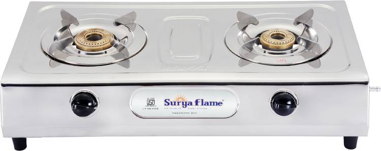 Suryaflame 2B Ultimate SS NA (ISI MARKED CE MARKED) and Doorstep Service Gas Stove Stainless Steel Manual Gas Stove