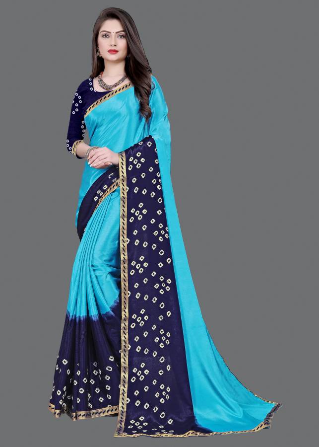 Embellished, Geometric Print Bandhani Silk Blend Saree Price in India