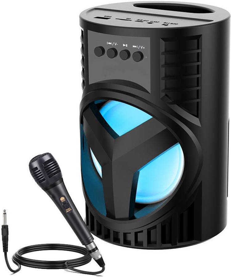 Worricow HOT SALE WS-03 Wireless Multimedia Rechargeable Karaoke Amplifier System Sound Box Portable Outdoor Sound bar Extra deep bass, LED Lights Sub-woofer Laptop/Desktop Speaker Playback time of 8 Hours [ Free Mic ] 10 W Bluetooth Soundbar