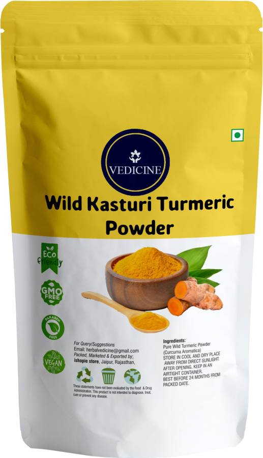 VEDICINE Organic Wild Turmeric Powder Kasturi Manjal Amba Haldi Jangli Haldi For Face and Skin Whitening Price in India