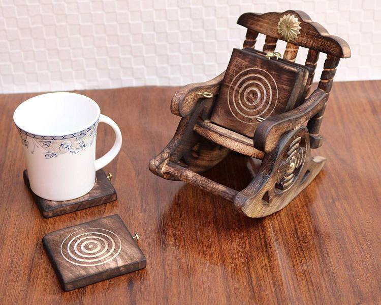 webshoppee Rectangle Wood Coaster Set