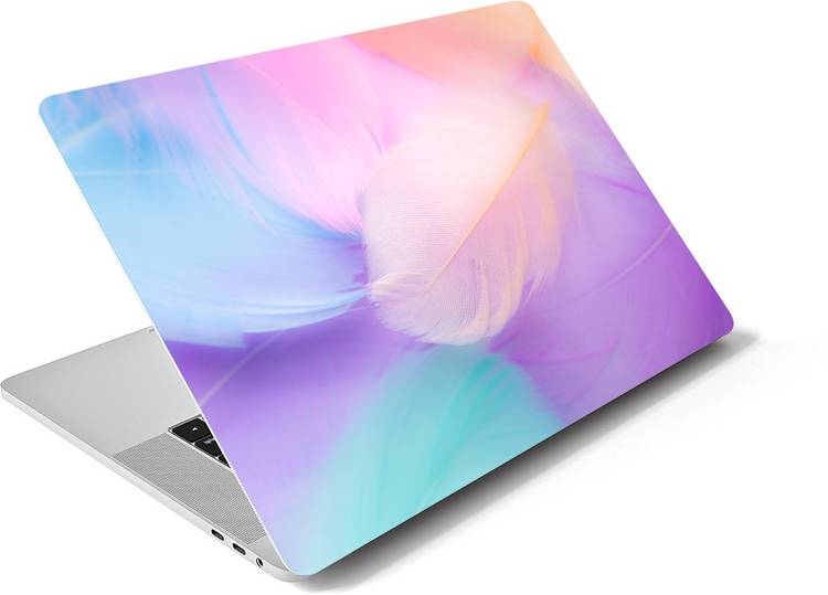 NoWorries Pastel Color Feather laptop skin sticker, HD-Quality & PRINT, Easily Apply On All Laptop Sizes Up To 17inch PVC Laptop Decal 17