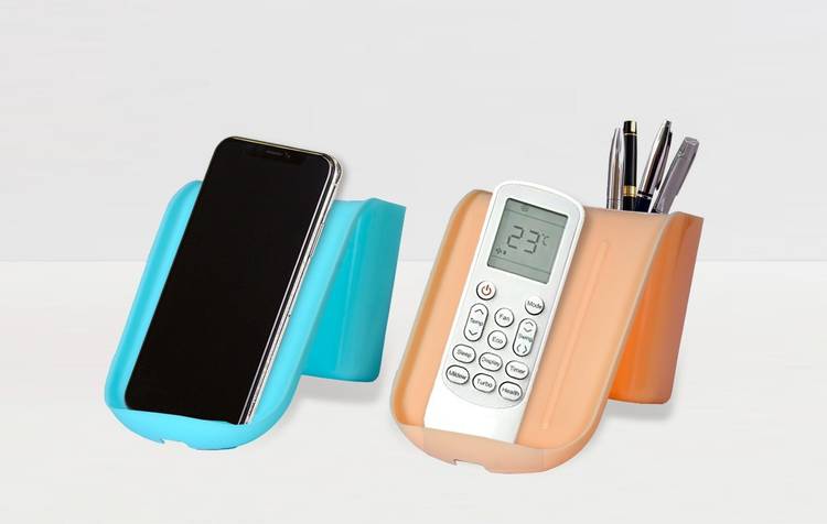 VNS 2 Pcs Wall Mounted Storage Case for Mobile / Air Conditioner Remote / Toothbrush Holder / Soap Dish Holder / Multi Purpose Stand / Charging Stand / Drilling Free Stand / Pen Holder (Pack of 2) Mobile Holder