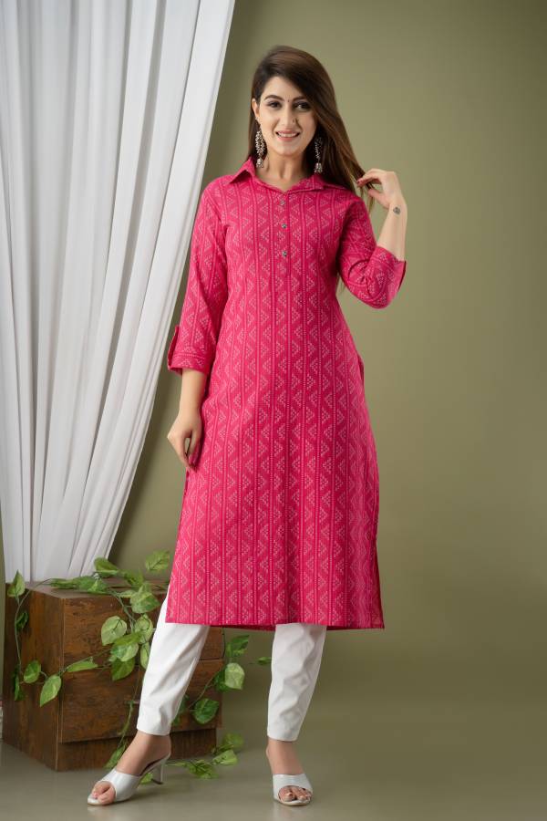 Women Woven Design Cotton Blend Straight Kurta Price in India