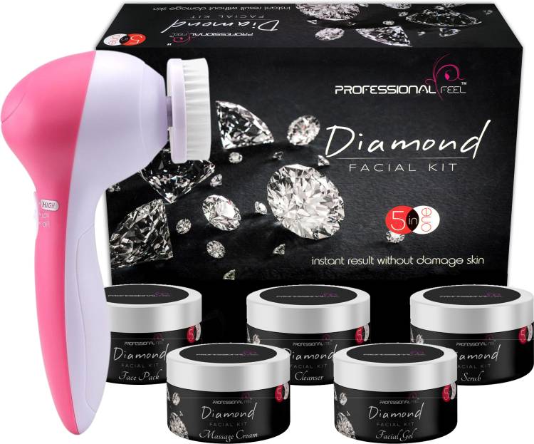PROFESSIONAL FEEL Diamond Facial Kit With Face Massager For Unisex, In-stat Glow Facial in INDIA Price in India