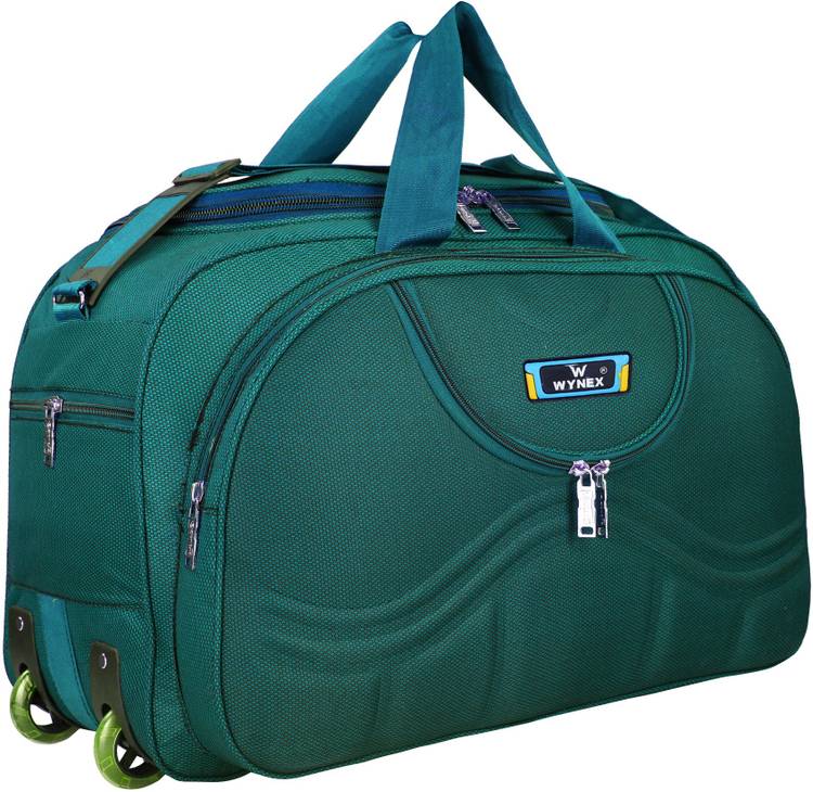 40 L Strolley Duffel Bag - Lightweight Waterproof Luggage Travel Duffel Bag with two wheels - Green - Regular Capacity